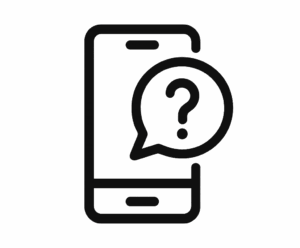 Icon Smartphone mit Fragezeichen – Symbol für bewussten Medienkonsum und digitale Achtsamkeit