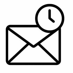 Schwarzes Icon eines Briefumschlags, Symbol für gebündelte E-Mail-Zeiten und digitalen Minimalismus.