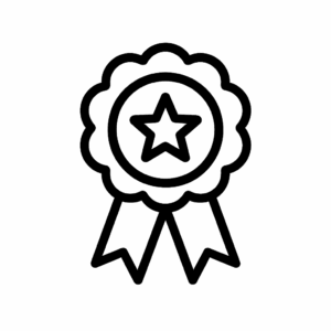 Schwarzes Icon eines Abzeichens mit Stern – Darstellung für Natürlich belohnen, Motivation und innere Zufriedenheit durch natürliche Reize.