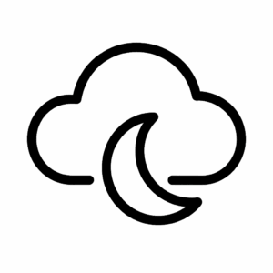 Icon Wolke mit Mond – Symbol für Schlafstörungen durch Blaulicht und digitale Überlastung.