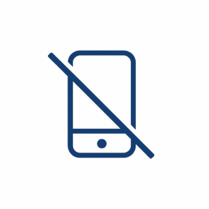 Icon eines Smartphones mit Verbotssymbol für Smartphone-freie Routinen im Human Code Stil.