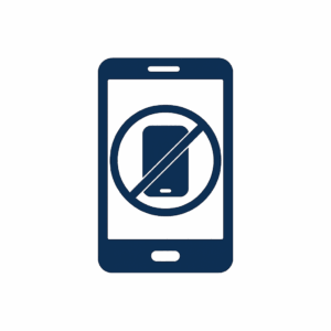 Icon eines Smartphones mit Social-Media-Symbol und Pausenzeichen im Human Code Stil.
