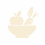 Ernährungs-Icon mit Schale und Obst in Beige auf transparentem Hintergrund