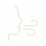 Human Code Icon Atmung – minimalistisches Gesicht mit Atemlinien auf transparentem Hintergrund, Symbol für bewusste Atmung und innere Ruhe.